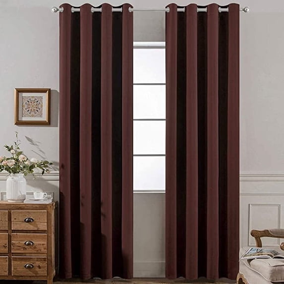 Amay Blackout Grommet Curtain Panel Brown 42 Inch Wide by 72 Inch Long- 1Panel