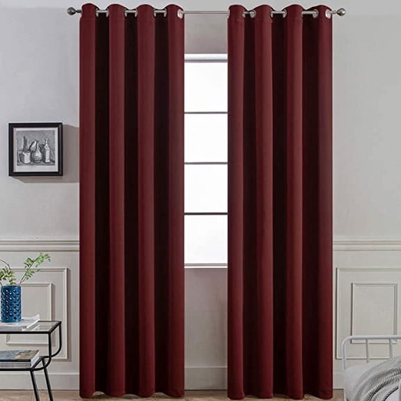 Amay Blackout Grommet Curtain Panel Burgundy 52 Inch Wide by 45 Inch Long- 1Panel