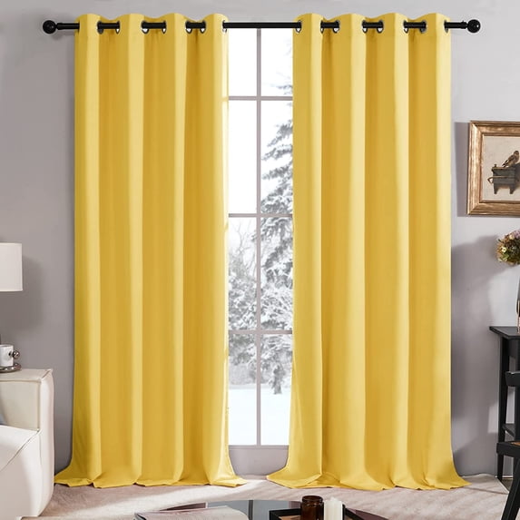 Amay Blackout Grommet Curtain Panel Yellow/Gold 42 Inch Wide by 95 Inch Long- 1Panel
