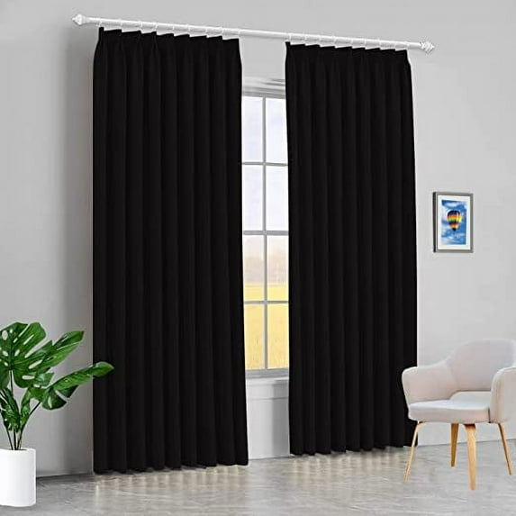 Amay Double Pinch Pleat Blackout Curtain Panel Black 42"W x 108"L-1Panel