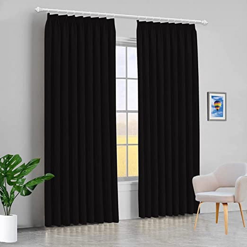 Amay Double Pinch Pleat Blackout Curtain Panel Black 52"W x 108"L-1Panel