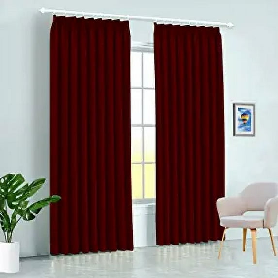 Amay Double Pinch Pleat Blackout Curtain Panel Burgundy 52"W x 84"L-1Panel
