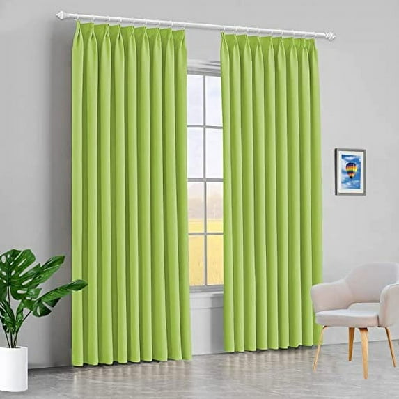 Amay Double Pinch Pleat Blackout Curtain Panel Fresh Green 42"W x 72"L-1Panel