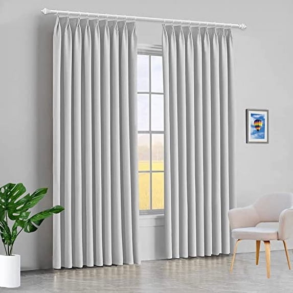 Amay Double Pinch Pleat Blackout Curtain Panel Silver Grey 52"W x 63"L-1Panel