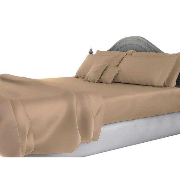 Amay Egyptian Cotton 600-Thread Count 4-PCs Sheet Set Fits Easily Fit upto 15" Inch Deep Pockets Solid( Queen, Taupe )