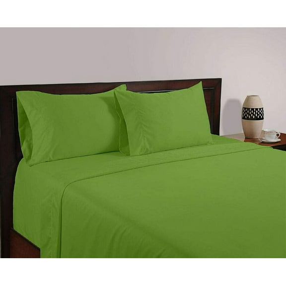 Amay Egyptian Cotton 600-Thread Count 4-PCs Sheet Set Fits Easily Fit upto 15" Inch Deep Pockets Solid( Twin XL, Sage Green )