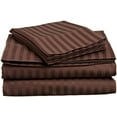 thumbnail image 1 of Amay Egyptian Cotton 600-Thread Count 4-PCs Sheet Set Fits Easily Fit upto 15" Inch Deep Pockets Stripe( Grand King, Chocolate ), 1 of 9