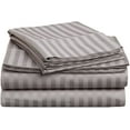 thumbnail image 1 of Amay Egyptian Cotton 600TC 4-PCs Sheet Set Fits Easily Fit upto 15" Inch Deeps Stripe Pattern ( Queen, Silver Grey ), 1 of 9