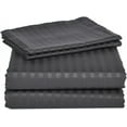 thumbnail image 1 of Amay Egyptian Cotton 600-Thread Count 4-PCs Sheet Set Fits Easily Fit upto 9-12" Inch Deeps Stripe Pattern ( RV Short Queen, Dark Grey ), 1 of 1