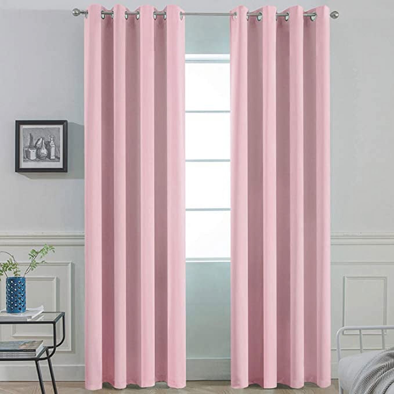 Amay Grommet Blackout Curtain Panel Baby Pink 100 Inch Wide by 84 Inch Long -1Panel