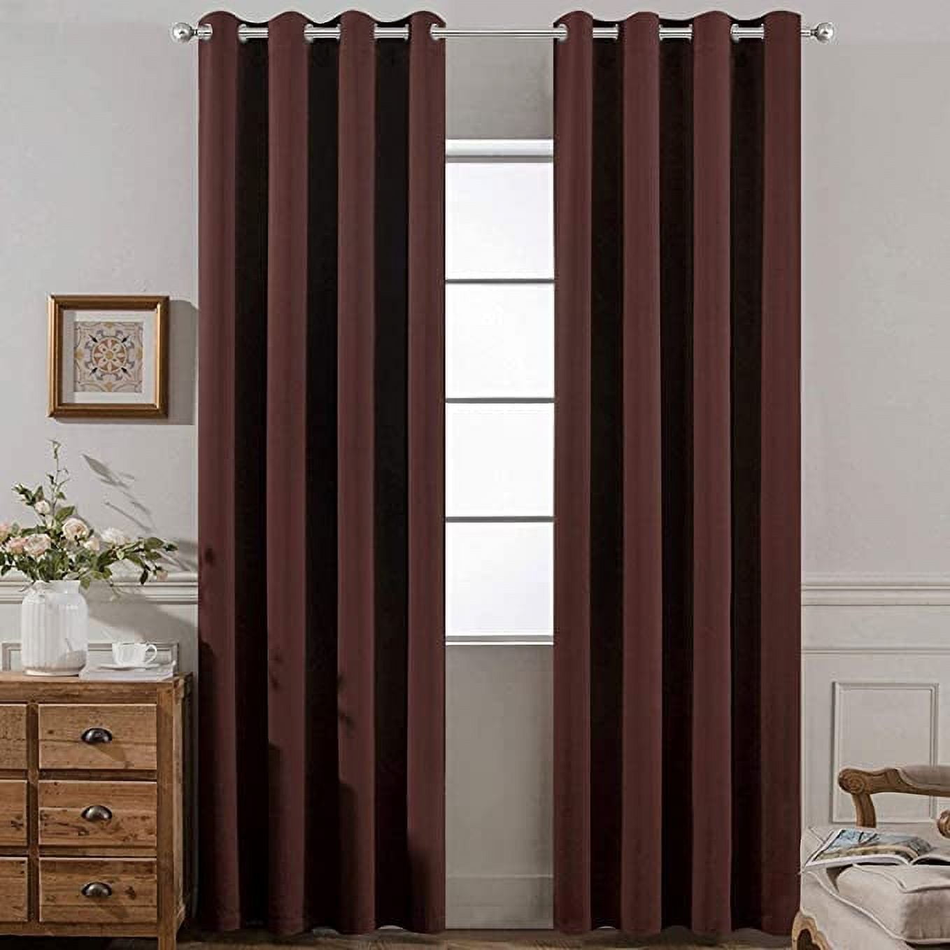 Amay Grommet Blackout Curtain Panel Brown 100 Inch Wide by 120 Inch Long -1Panel