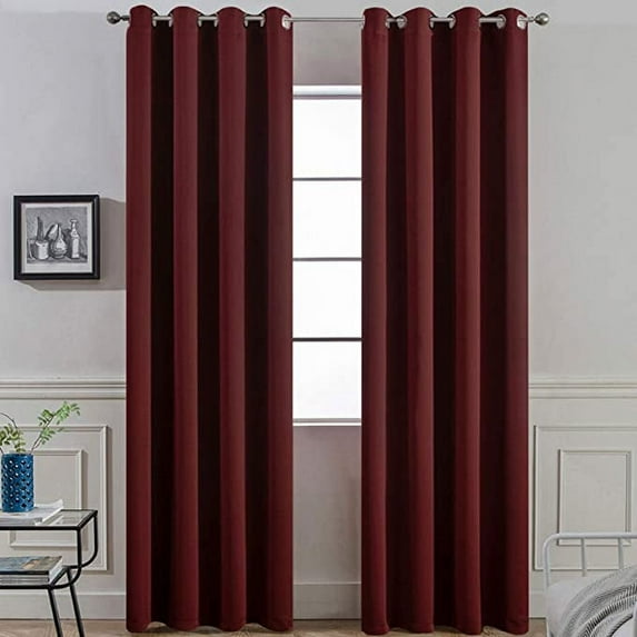 Amay Grommet Blackout Curtain Panel Burgundy 84 Inch Wide by 108 Inch Long -1Panel