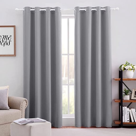 Amay Grommet Blackout Curtain Panel Grey 84 Inch Wide by 84 Inch Long -1Panel