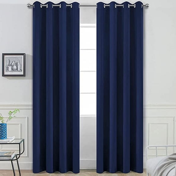 Amay Grommet Blackout Curtain Panel Navy Blue 100 Inch Wide by 132 Inch Long -1Panel