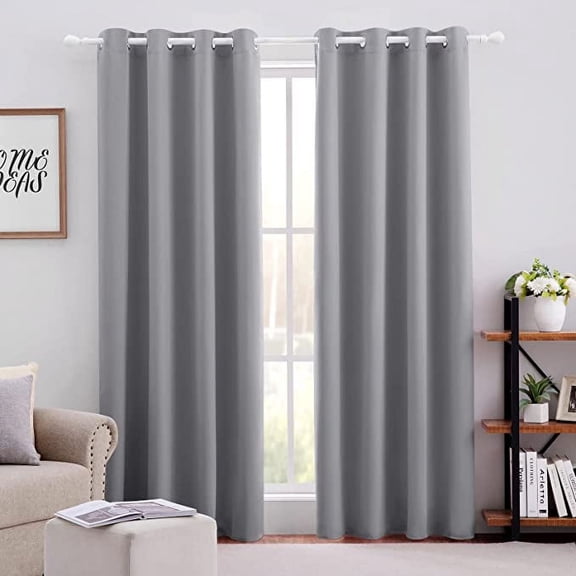Amay Grommet Top Blackout Curtain Panel Grey 72 Inch Wide by 132 Inch Long-1Panel