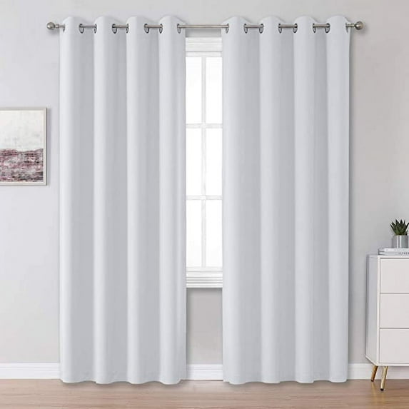 Amay Grommet Top Blackout Curtain Panel Greyish White 60 Inch Wide by 72 Inch Long-1Panel