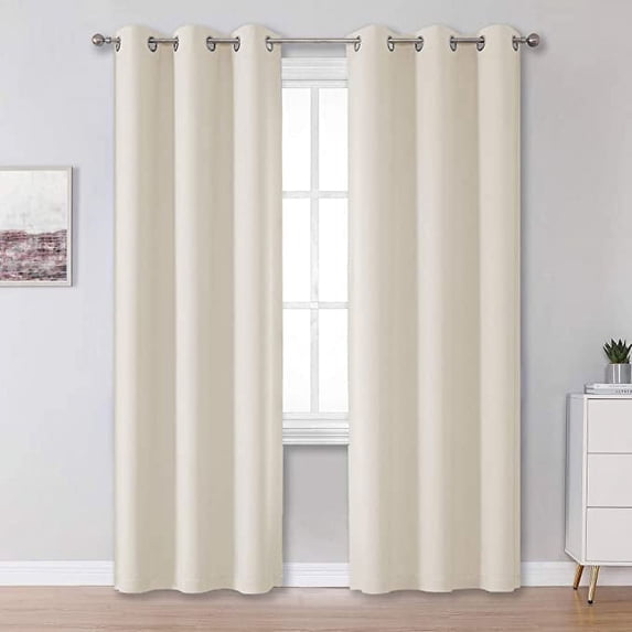 Amay Grommet Top Blackout Curtain Panel Ivory 150 inch Wide by 96 inch Long-1 Panel