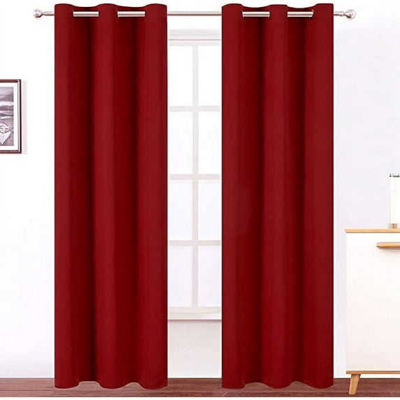 Amay Grommet Top Blackout Curtain Panel True Red 120 inch Wide by 132 inch Long-1 Panel