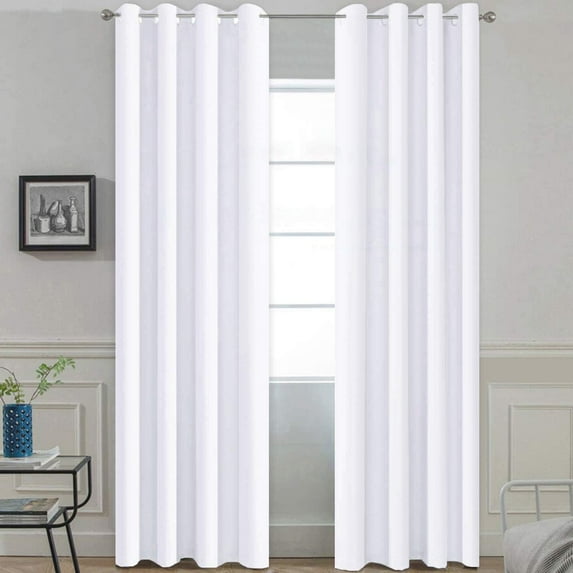 Amay Grommet Top Blackout Curtain Panel White 150 inch Wide by 84 inch Long-1 Panel