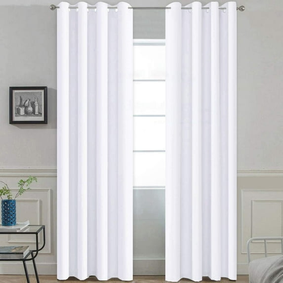 Amay Grommet Top Blackout Curtain Panel White 60 Inch Wide by 95 Inch Long-1Panel