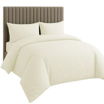 Amay Organic Cotton Duvet Cover Set, 3 Piece, 500 Thread Count, California King Size Bedding Set Ivory Solid Luxury Comforter Quilt Cover with Zipper & Ties