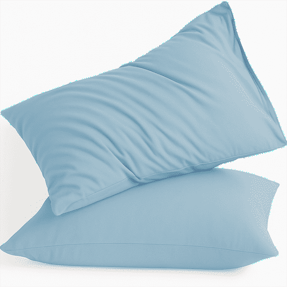 Amay Organic Cotton Pillowcases, Set of 2 Soft & Breathable 500TC Luxury Classic Weave Pillow Covers, Standard Size, Cooling & Durable Hotel Quality Bedding Essentials, Light Blue