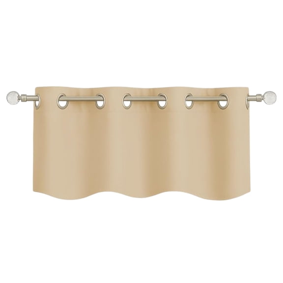 Amay Polyester Grommet Valance Blackout Curtain for Kitchen Windows, Light Filtering Short Window Panel, 30" W x 30" L, Beige