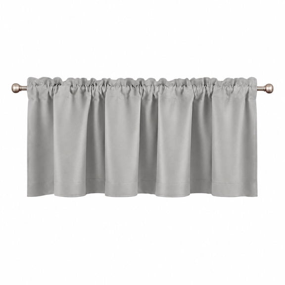 Amay Polyester Rod Pocket Small Blackout Window Valance Curtain, Light Grey, 52”W x 16”L, 1 Panel