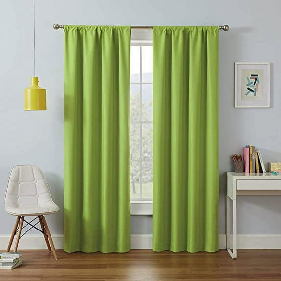 Amay Rod Pocket Curtain Panel Draperies Fresh Green 60 Inch Wide by 72 Inch Long-1 Panel