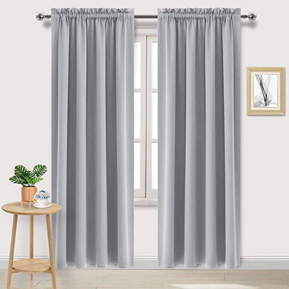 Amay Rod Pocket Curtain Panel Draperies Silver Grey 60 Inch Wide by 132 Inch Long-1 Panel