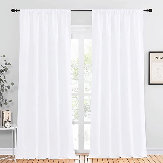 Amay Rod Pocket Curtain Panel Draperies White 72 Inch Wide by 108 Inch Long-1 Panel