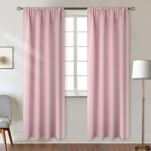 Amay Rod Pocket Window Curtain Panel Baby Pink 84 Inch Wide by 132 Inch Long-1 Panel