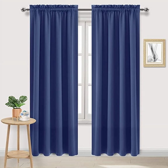 Amay Rod Pocket Window Curtain Panel Navy Blue 100 Inch Wide by 96 Inch Long-1 Panel