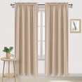 thumbnail image 1 of Amay Room Darkening Rod Pocket Curtain Panel Draperies Beige 42 Inch Wide by 72 Inch Long-1 Panel, 1 of 6