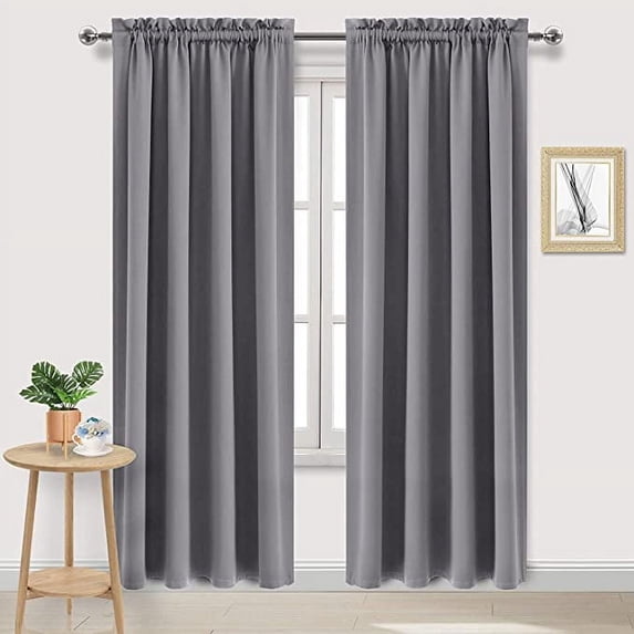 Amay Room Darkening Rod Pocket Curtain Panel Draperies Grey 42 Inch Wide by 108 Inch Long-1 Panel