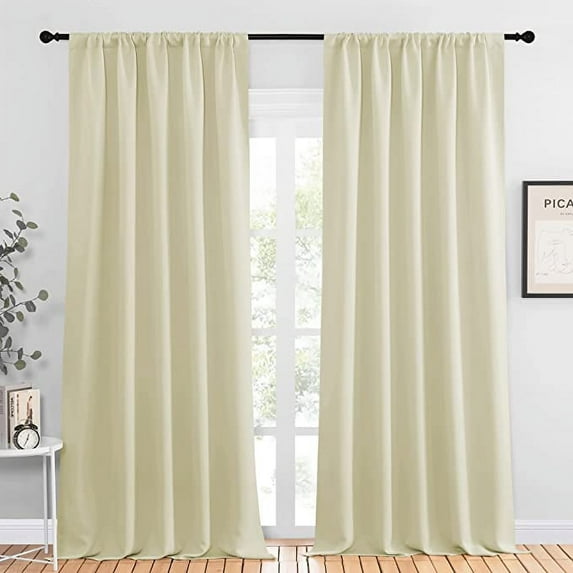 Amay Room Darkening Rod Pocket Curtain Panel Draperies Ivory 52 Inch Wide by 45 Inch Long-1 Panel
