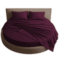 thumbnail image 1 of Amay Round Bed Sheet Set, 76-Inch Diameter, 15 Inch Pocket, 4-Piece, 500 Thread Count, 100% Cotton, Soft & Breathable, Wine, 1 of 6