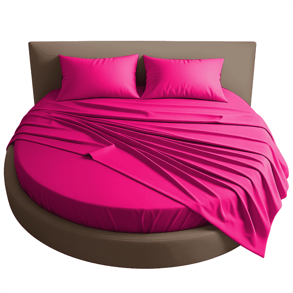 Amay Round Bed Sheet Set, 76-Inch Diameter, 24 Inch Pocket, 4-Piece, 500 Thread Count, 100% Cotton, Soft & Breathable, Pink