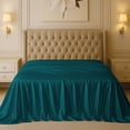 thumbnail image 1 of Amay Satin Silk Flat Sheet – California King, Teal– Smooth, Silky Bedding for Guest Room, Kids’ Room, Dorm, or Master Bedroom – Lightweight and Easy Care, 1 of 5