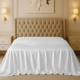thumbnail image 1 of Amay Satin Silk Flat Sheet – Twin, White – Smooth, Silky Bedding for Guest Room, Kids’ Room, Dorm, or Master Bedroom – Lightweight and Easy Care, 1 of 5