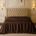 thumbnail image 1 of Amay Satin Silk Flat Sheet – Twin XL, Chocolate– Smooth, Silky Bedding for Guest Room, Kids’ Room, Dorm, or Master Bedroom – Lightweight and Easy Care, 1 of 5