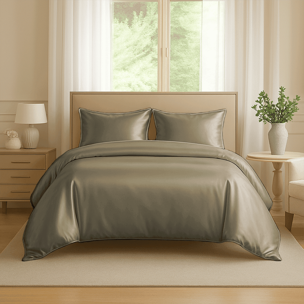Luxury Feel Satin Duvet Cover Set - Smooth & Breathable-Queen