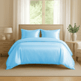 thumbnail image 1 of Amay Satin Silk Texas King Duvet Cover Set (102"×110",Light Blue ) – Ultra-Soft, Wrinkle-Resistant – Ideal for Luxury Bedrooms, Family Beds – 3-Piece Set, 1 of 5