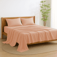 thumbnail image 1 of Amay Soft Luxury Organic Cotton Twin Bed Sheet Set, 4-Piece, 500 Thread Count, Deep Pocket, Soft, Comfortable, All-Season Bedding, Peach, 1 of 7