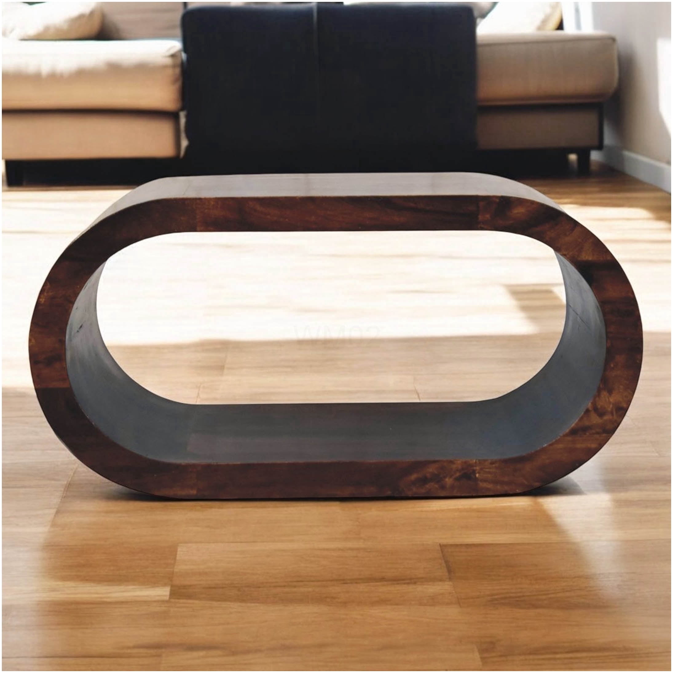 Amaya Solid Wood Oval Coffee Table in California Walnut Brown, Modern ...