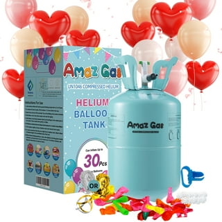 Blue Helium Balloon Tank Kit, 4.98 Cu ft, Includes 20 Balloons and 25 Yards  of Ribbon