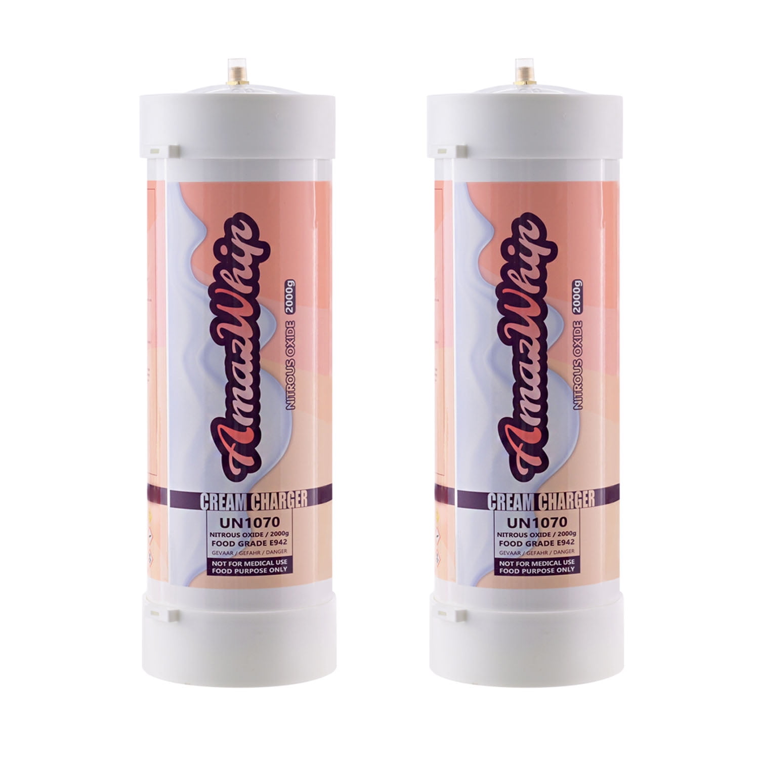 AmazWhip 2000G Whipped Cream Charger, 3.3L Cream Charger Tanks (2  Cylinders) 