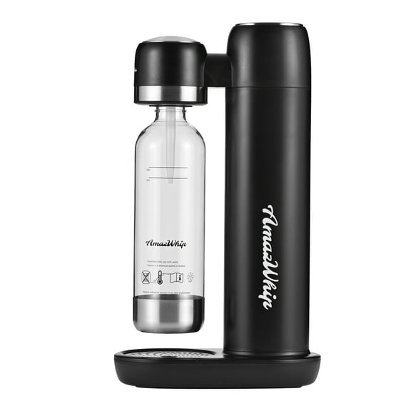 AmazWhip Sparking Water Maker, Household Portable Bubble Water Machine With 1L Water Bottle, CO2 Soda Maker Machine For Carbonated Beverage Homemade (Black)