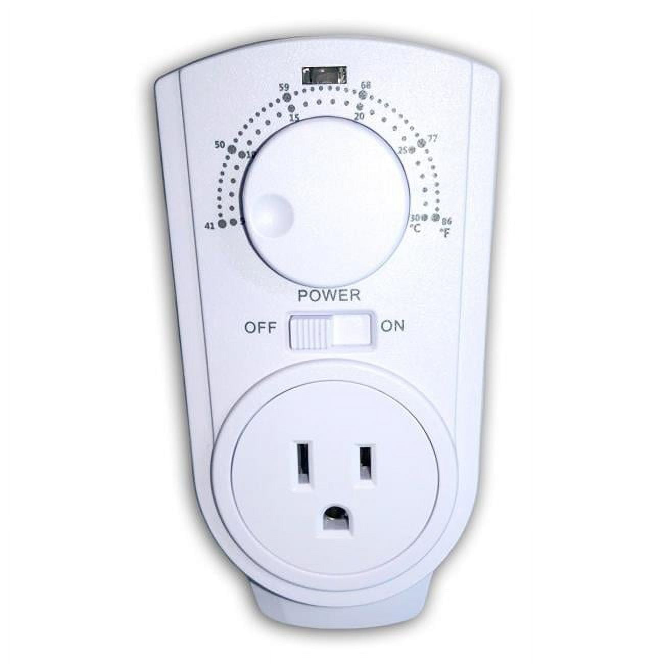 White Analog Plug-In Thermostat for Heating and Cooling