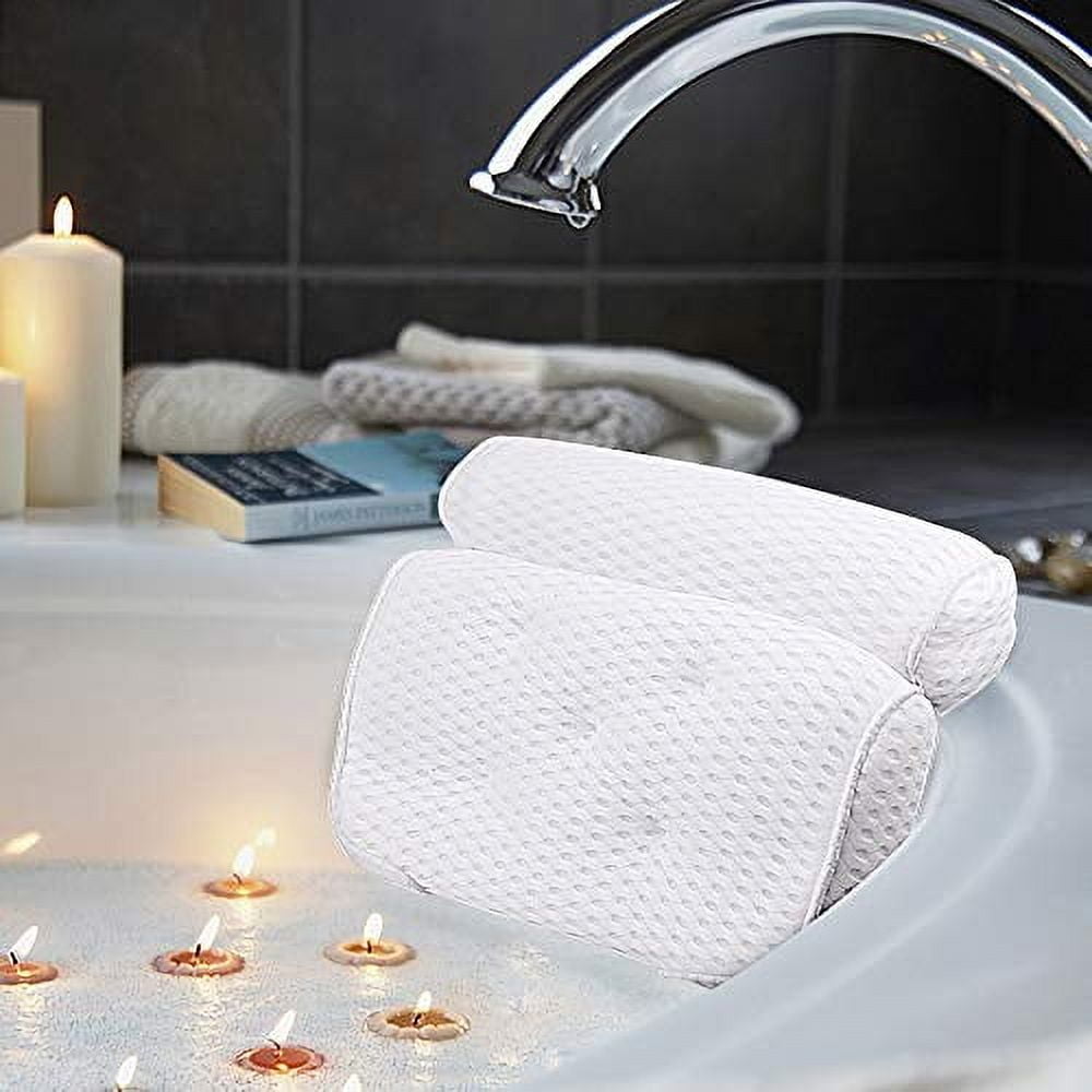White 4D Air Mesh Bath Pillow with Suction Cups
